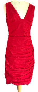 Nicole Miller Collection Sexy Red Cocktail Dress, Ruched 10 Body Con - Picture 1 of 6