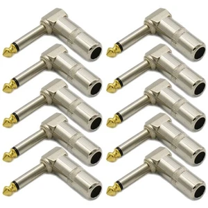 10pcs 90 Degree microphone Adapter Plug 1/4 in TS Male To 1/4 in Jack Male - Photo 1/15