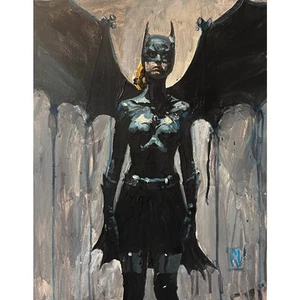 Original Impasto Batgirl Dark Macabre Comic Book Painting Wall Art on Canvas 20" - Picture 1 of 2