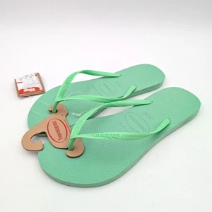 Havaianas Women's Slim Logo Flip Flop Thong Sandals Green Size US11/12W EU43/44 - Picture 1 of 9