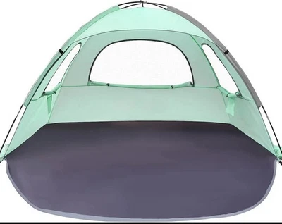 Barraca de praia WhiteFang anti-UV portátil abrigo para sombra solar 3 pessoas, verde perfeito - Imagem 1 de 3