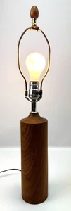 Vintage Zylinder Teak Tisch Schreibtischlampe mit Teak Endstück 24" MCM Mid Century Modern - Bild 1 von 11