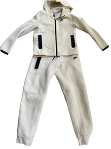 Nike Tech Fleece Big Kids Large Cream Pants And Hooded Jacket - Picture 1 of 4