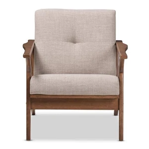 Bianca Light Grey/"Walnut" Brown Fabric Lounge Chair - Picture 1 of 7