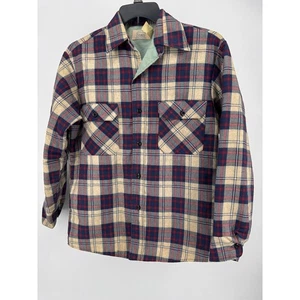 Vintage Sears Herren kariert Flanell Hemd Jacke Knopfleiste gesteppt gefüttert Medium USA - Bild 1 von 15