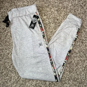 Ed Hardy Mens Size Medium Gray Sleepwear Lounge Joggers Pants Skulls Dragons NEW - Picture 1 of 7