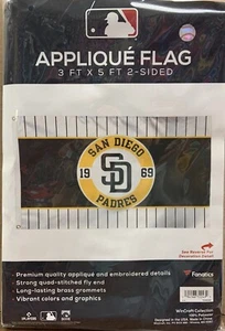 SAN DIEGO PADRES APPLIQUE EMBROIDERED 3'X5' 2 SIDED FLAG NEW WINCRAFT 👀 - Picture 1 of 3