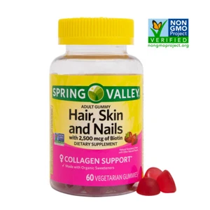 Spring Valley Vegetarian Biotin Hair, Skin, and Nails Gummies, 60 Count - Picture 1 of 4