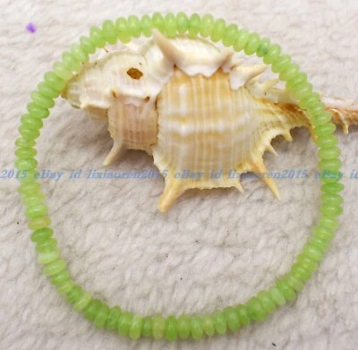 Pretty! Natural 2x4mm Natural Green Peridot Rondelle Gemstone Beads Bracelet AAA - Image 1 of 4