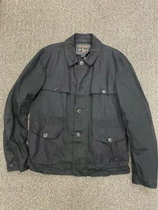 WOOLRICH Made in Italy Cotton Twill Patch Pocket Crew Field Jacket in Black XL - Picture 1 of 8