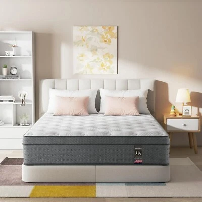 KOW 14" Gel Memory Foam Mattress Twin Full Queen King Size Hybrid Spring in a Box