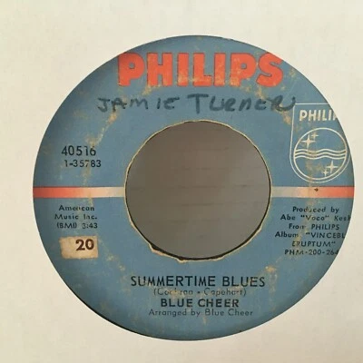 BLUE CHEER    45  7"  SINGLE, SUMMERTIME BLUES / OUT OF FOCUS  - Image 1 of 2