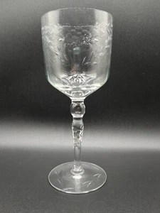 Glastonbury Lotus "Delores" Etch Wine Glass 7 5/8" Vtg RARE Cut Base & Stem - Picture 1 of 20