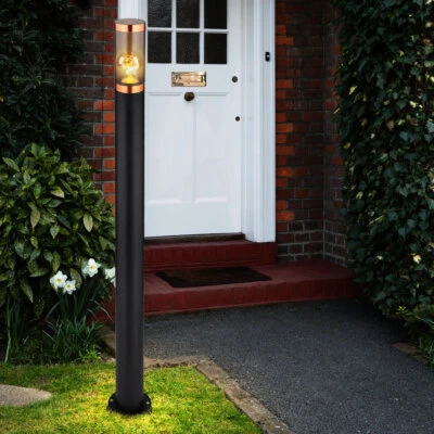 Sockelleuchte Stehleuchte Außenlampe Leuchte Wetterfest schwarz rauch Kupfer E27 - Bild 1 von 4