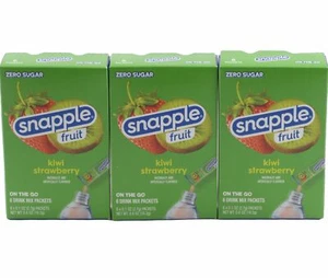 Snapple Fruit Kiwi Strawberry Drink Mix Singles 3 Boxes 18 Packets Sugar Free - Picture 1 of 2