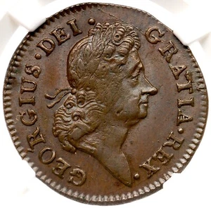 1722 M 5.2-C.2 R-5 NGC MS 62 BN Wood's Hibernia Halfpenny Colonial Copper Coin - Picture 1 of 3