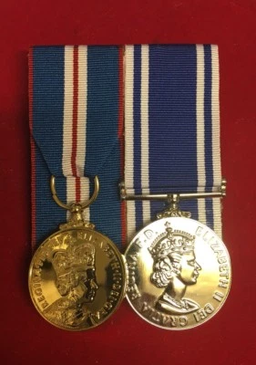 Queens Golden Jubilee And Police Long Service Medal Mounted Full Size Set Copy
