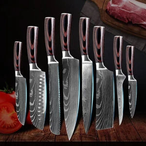 Meat Cleaver Butcher Kitchen Knife Serbian Chef Knife Chopping Bone Knives Set - Picture 1 of 24
