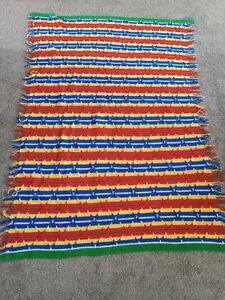 Vintage Fait Main Crochet Tricot Afaghan "RASSEMBLÉ" Multicolore Bordures Frontières 52x78