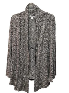 Coldwater Creek Shawl Cardigan Collar XL (16) Black Beige Mom Granny Cozycore - Picture 1 of 7