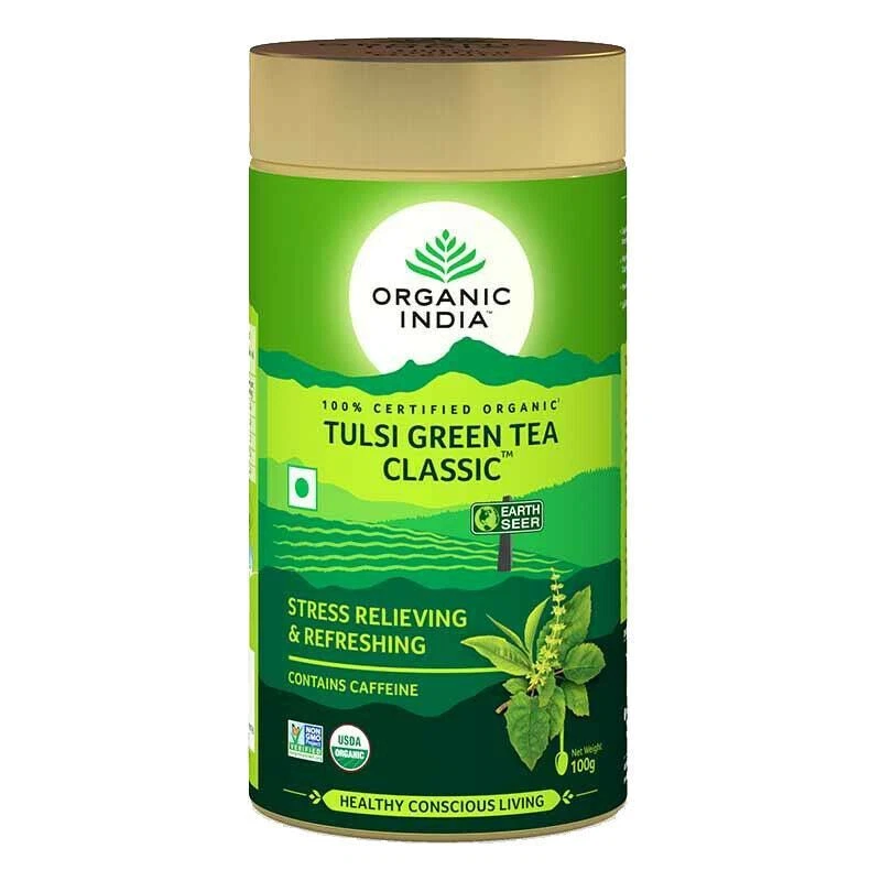 Té Verde Orgánico India Tulsi Clásico 100 gm, Control de Peso Foto 1 de 1