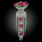 Important Art Deco White, Green, Pink White Stone Studded Brooch For Women