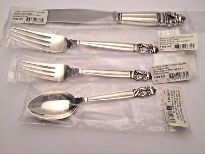 Acorn by Georg Jensen plata esterlina 4 piezas tamaño cena lugar ajuste, TOTALMENTE NUEVO Foto 1 de 4