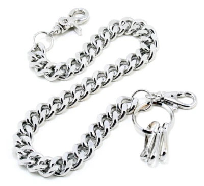 DK Simple Thick Biker Trucker Keychain Key Jean Wallet Chain CS124 (19") Silver - Image 1 of 4