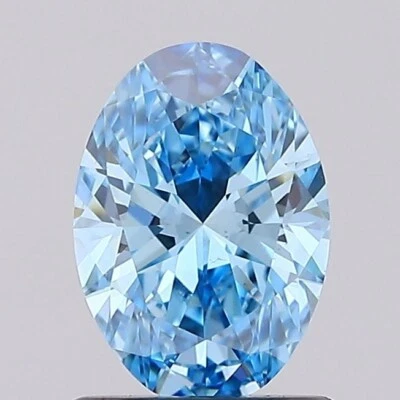 1 CT Vivid Blue Oval Lab Grown Diamond For Engagement Ring-IGI Certified - Image 1 of 4