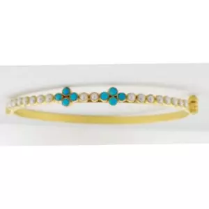 Elegante brazalete brazalete turquesa perlas oro amarillo 18k - Imagen 1 de 3