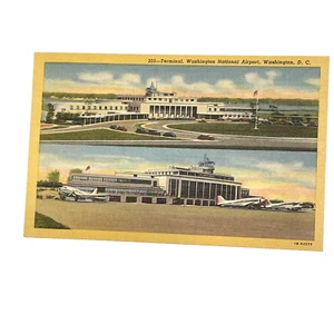 Vintage Leinen Postkarte Terminal Washington National Airport Washington DC - Bild 1 von 2