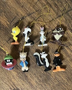Vintage Lot 8 Looney Tunes Miniature Christmas Ornaments Martian Taz Tweety etc - Picture 1 of 7