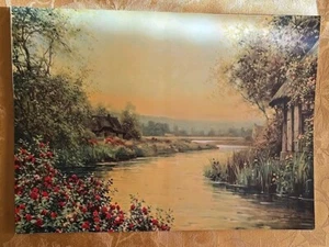 River Cottages By Louis Aston Knight Painting Print 10.5×14.5"Tintogravere ©1932 - Picture 1 of 13