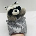 Aurora Plush Raccoon in Silver Garbage Trash Can Hand Puppet Pops Up Soft Toy