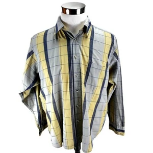 vtg ARNOLD PALMER PLAID SHIRT Long Sleeve Button Front Casual Dress Gray Blue XL - Picture 1 of 6