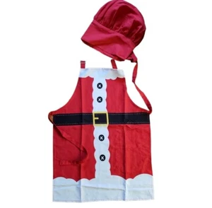 NWOT Kids Christmas Santa Cooking Crafting Apron Set - Picture 1 of 4