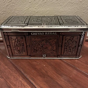 CHIVAS REGAL AGED 12 YEARS EMPTY TIN WHISKEY CONTAINER 10" X 4.5 X 4.5" - Picture 1 of 9