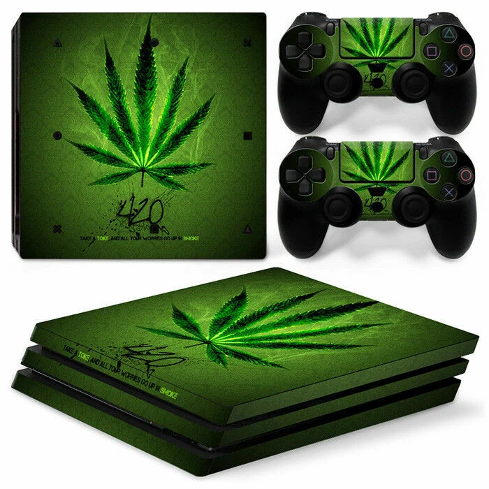 For PS4 Pro Skin Sticker Decal Cover Console&Controller GREEN WEED CANNABIS LEAF - Image 1 of 1