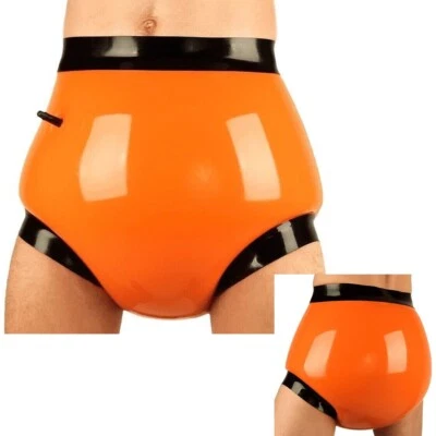 Orange Latex Briefs Boyshorts Underpants Inflatable Underwear Fetish 0.4mm - Image 1 of 4