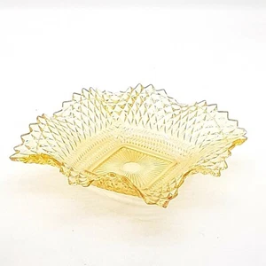 Plato de caramelo vintage con borde con volantes amarillo de vidrio Indiana ver fotos - Imagen 1 de 11