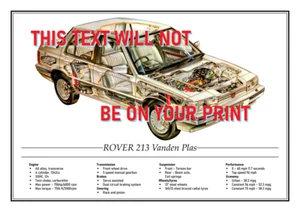 Rover 213 VP Poster A3 geschnitten, durchsichtig, Drahtrahmen auf Ilford 270 g/m² Papier - Bild 1 von 1