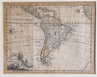 Mapa original del siglo XVIII de América del Sur por Thomas Jefferys grabado en color Foto 1 de 4