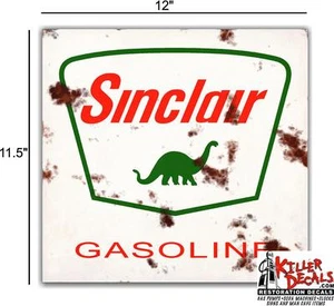 (SINC-11R) 12" RUSTY WHITE SQUARE SINCLAIR GASOLINE DECALS GAS AND OIL DECAL - Picture 1 of 1