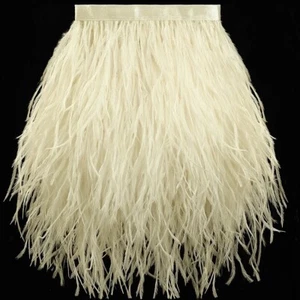Soarer Beige Beige Bordo in Piuma di Struzzo - 2 iarde 5-7 pollici Bordo per Fai da Te - Confezione da 2 $14 - Foto 1 di 8