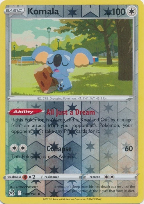 Reverse Holo Komala 149/196 Uncommon Lost Origin Pokemon TCG - Image 1 of 1