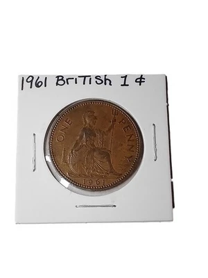 🔥Moneda de un centavo grande 1961 Reino Unido de colección - Moneda de 1 centavo Reina Isabel II Inglaterra Foto 1 de 2