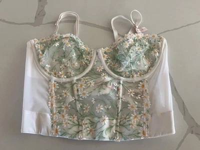 Victoria’s Secret DREAM ANGELS Corset Bra Daisy Embroidery White Mesh 36DD NWT - Image 1 of 4