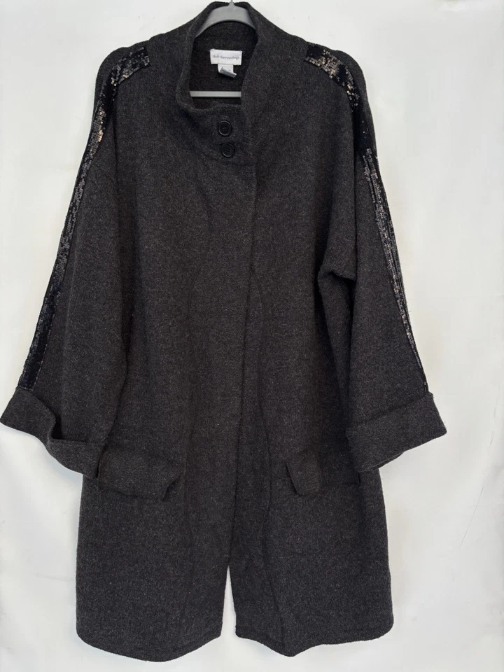 Soft Surroundings Merino Wool Cardigan Duster Jacket Gray Size 1X Sequin Pocket - Image 1 of 4