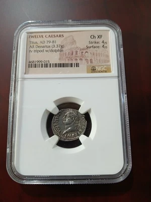 Tito Emperador Romano César CH XF 4/4 NGC Foto 1 de 4