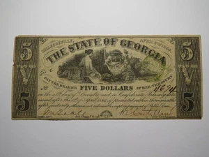 Billete de banco de moneda obsoleta Milledgeville Georgia GA 1864 $5! State of GA - Imagen 1 de 2